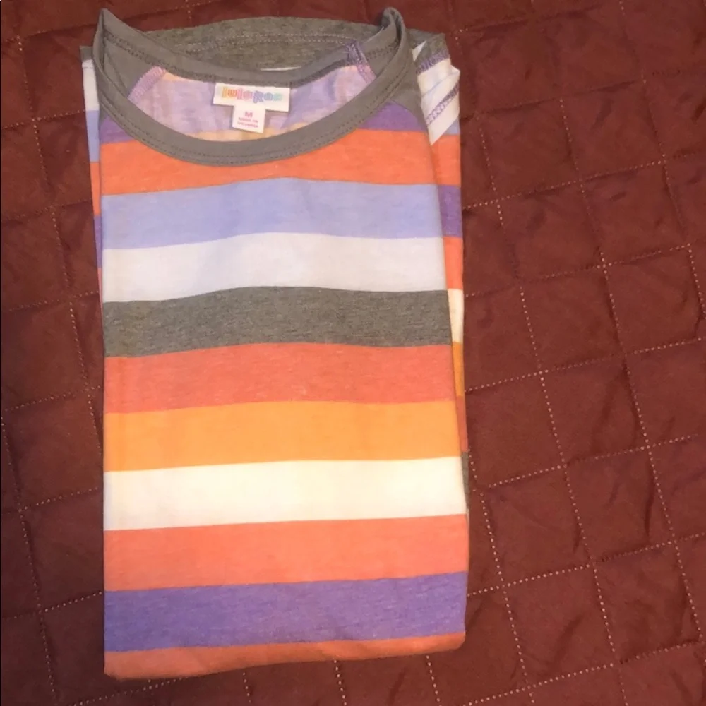 LuLaRoe Multicolor Striped Long Sleeve Tee - Picture 7 of 8